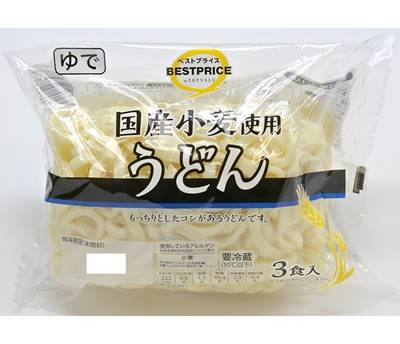 トップバリュ ベストプライス 国産小麦使用うどん (180g x 3)