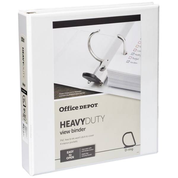 Office Depot Heavy-Duty View 3-ring Binder White D-Rings 49% Recycled