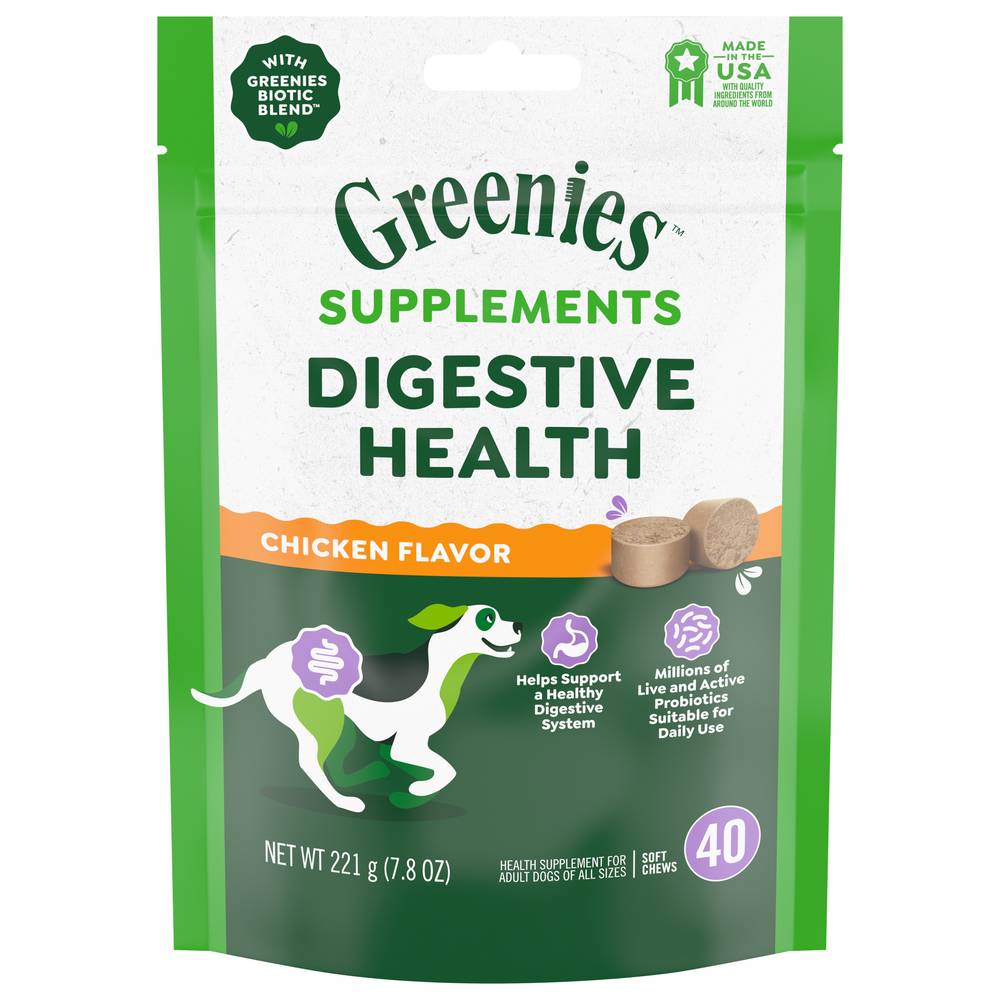 Greenies Adult Digestive Health Supplements Dog Chews, Chicken (7.8 oz)