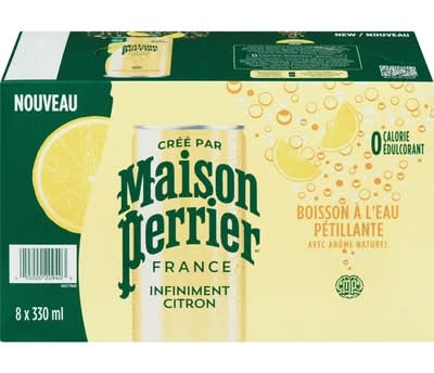 Maison perrier boisson à l’eau pétillante - sparkling water drink (8 pièces, 330 ml) (citron éternel)