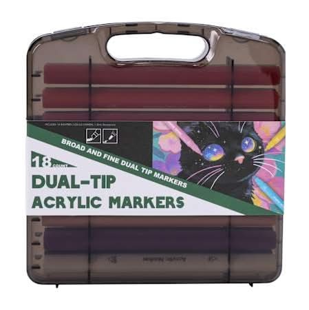 Dual-Tip Acrylic Markers 18-Count Black