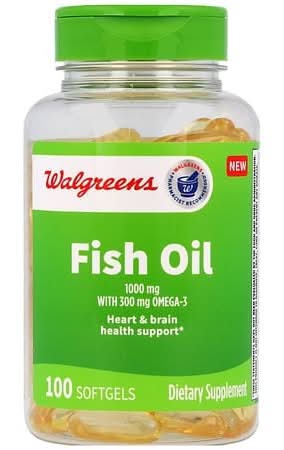 Walgreens Heart & Brain Health Support Fish Oil Softgels 1000 mg (100 ct)