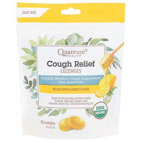 Quantum Health Organic Meyer Lemon & Honey Flavor Cough Relief Lozenges