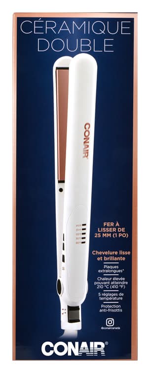 Conair fer à lisser de céramique - conair double ceramic flat iron 1 inch, white