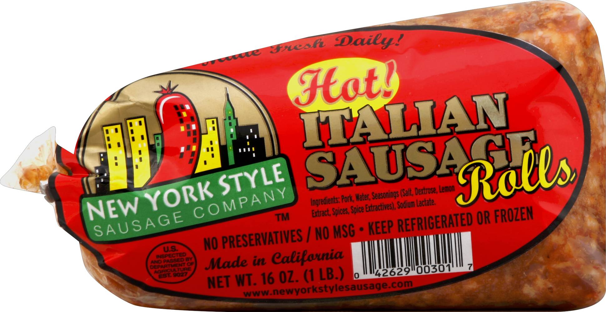 New York Style Sausage Hot Italian Sausage Rolls (1 lbs)