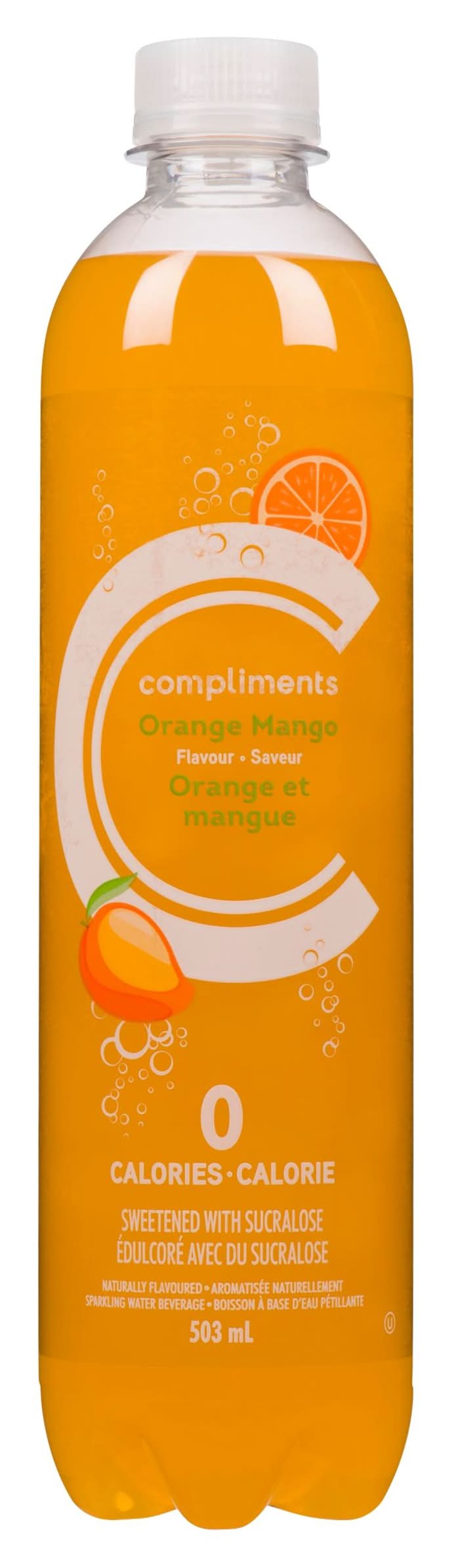Compliments Sparkling Water, Orange-Mango (503 ml)