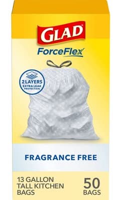 Glad Tall Kitchen Drawstring Trash Bags Capacity 13 Gallon (50 ct)