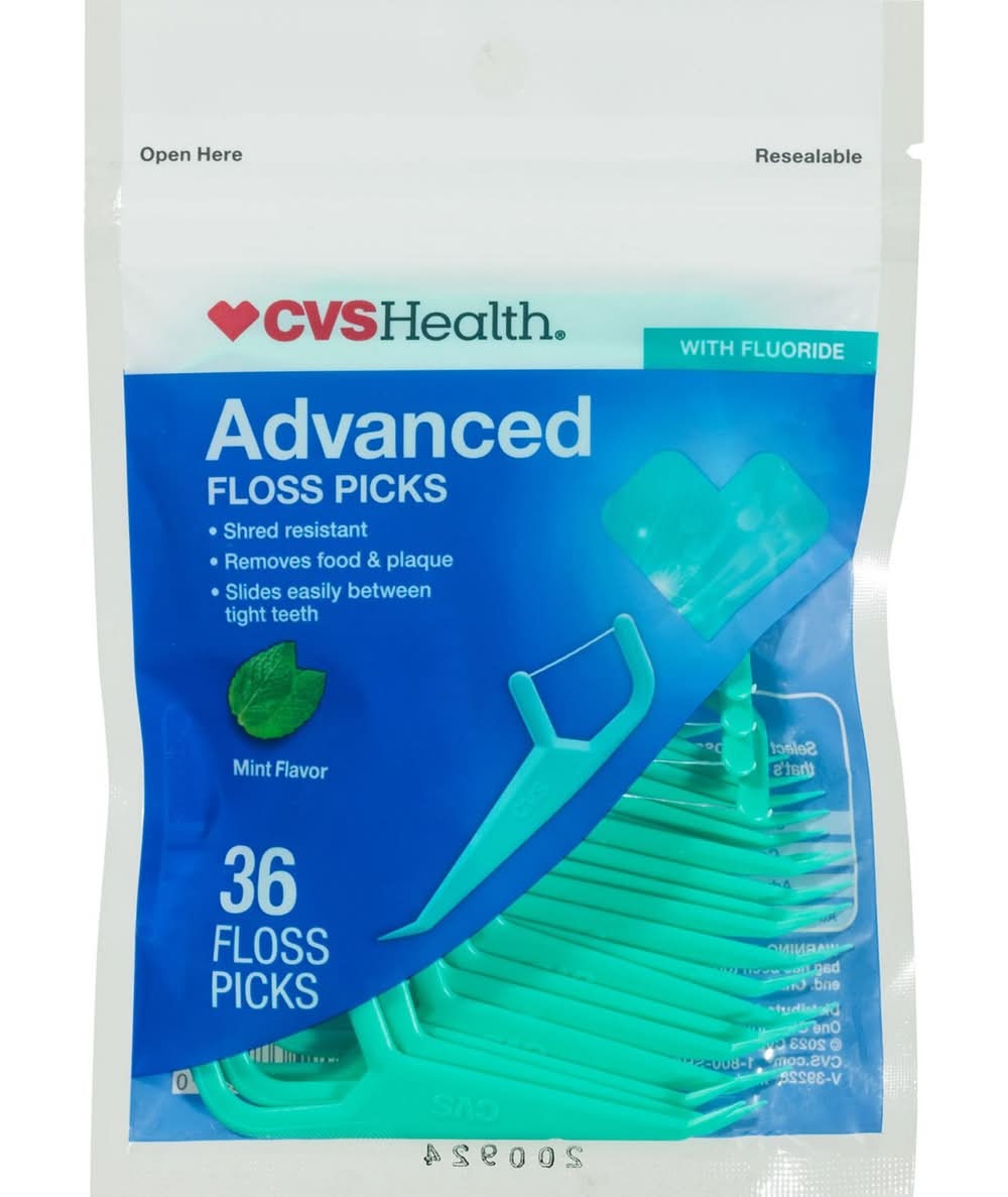Cvs Advanced Floss Picks, Mint, 36 Ct