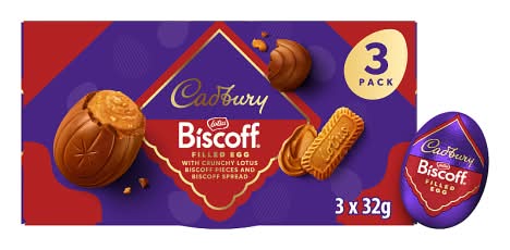 Cadbury Biscoff Filled Chocolate Eggs (3 x 96g)