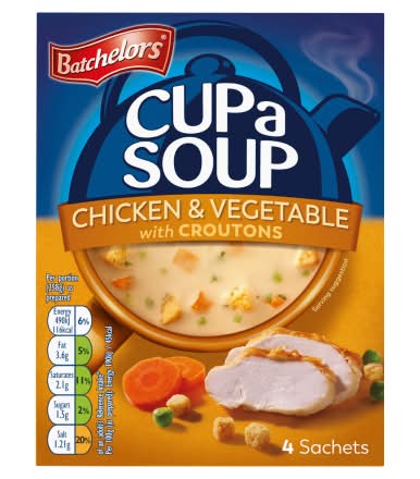 Batchelors Chicken & Vegetable With Croutons Instant Soup (4 pack)