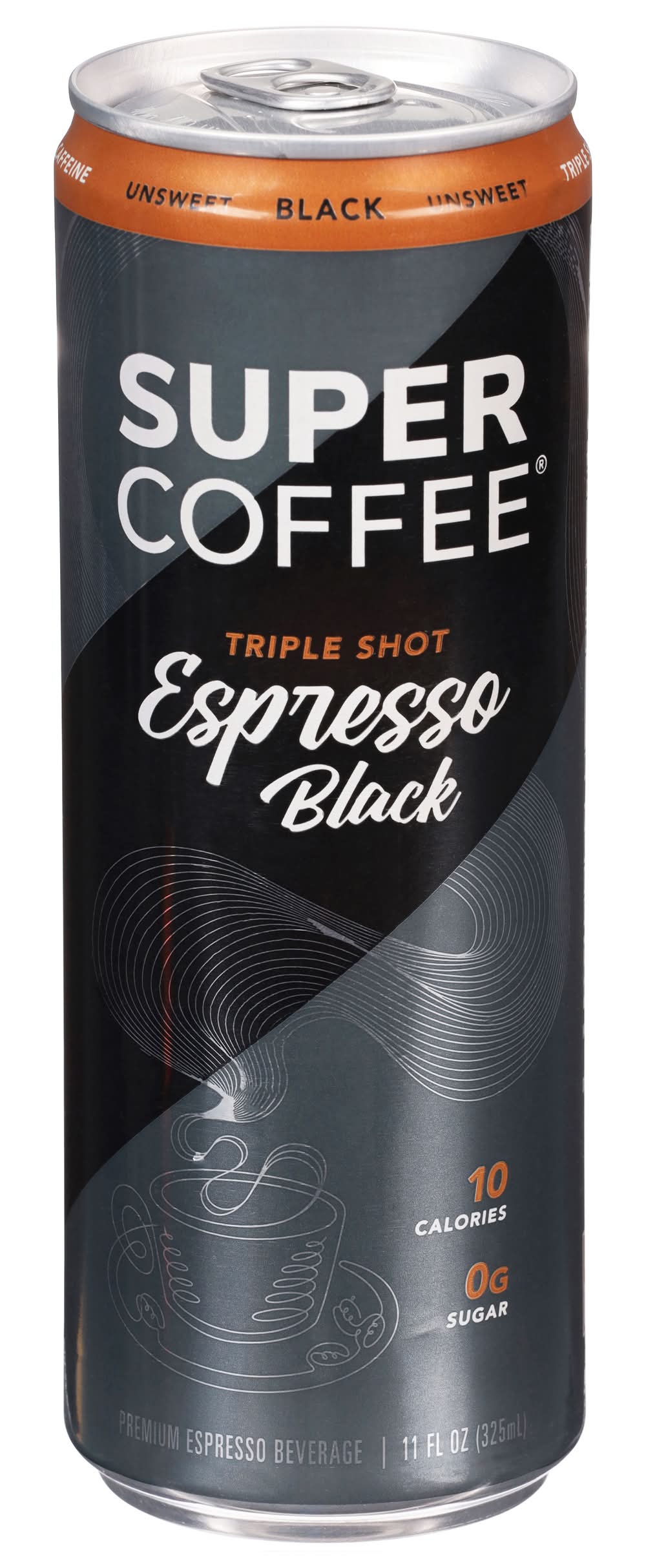 Super Coffee Unsweet Triple Shot Espresso Black Premium Beverage (11 fl oz)
