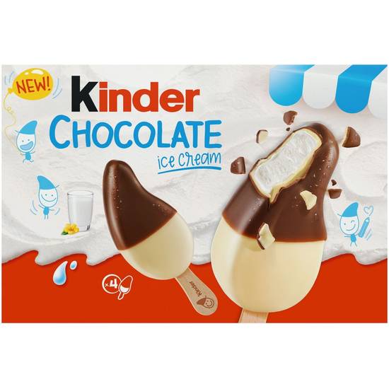 Glaces bâtonnets goût chocolat kinder Kinder X4