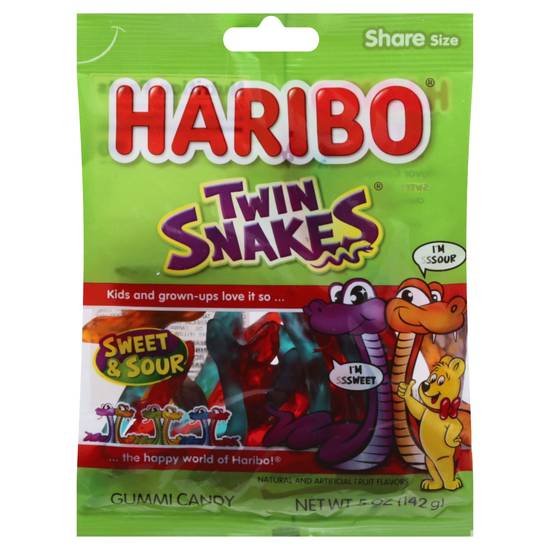 Haribo Twin Snakes Share Size Sweet & Sour Gummy Candy