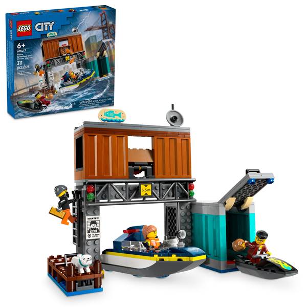 LEGO City Police Speedboat and Crooks’ Hideout, 60417, 311 Pieces, 6+