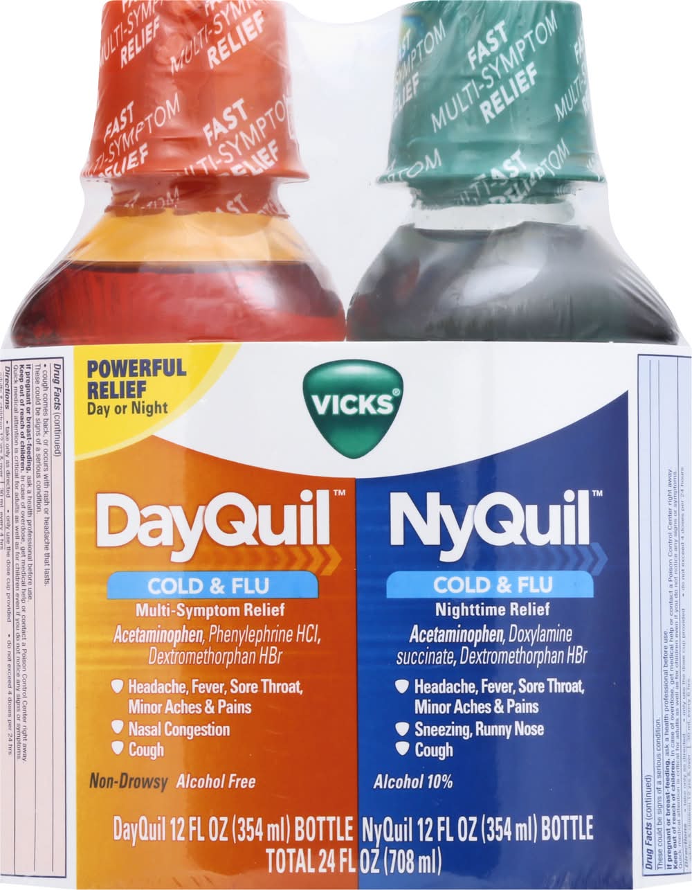 Vicks Dayquil & Nyquil Cold & Flu Relief Liquid (2 x 12 fl oz)