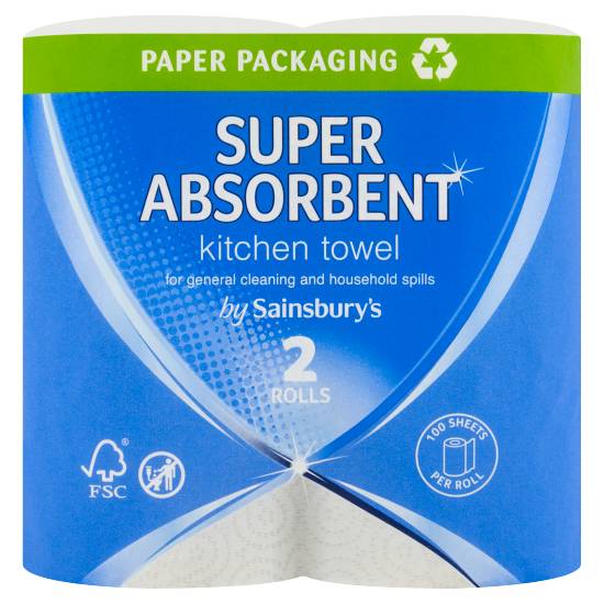 Sainsbury's Super Absorbent Kitchen Towel Rolls (2 pack)