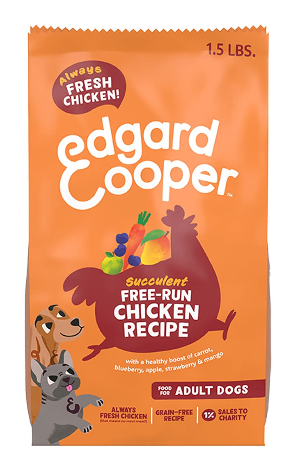 Edgard & Cooper Succulent Free-Run Chicken Adult Dry Dog Food - Grain Free (Flavor: Chicken, Size: 1.5 Lb)