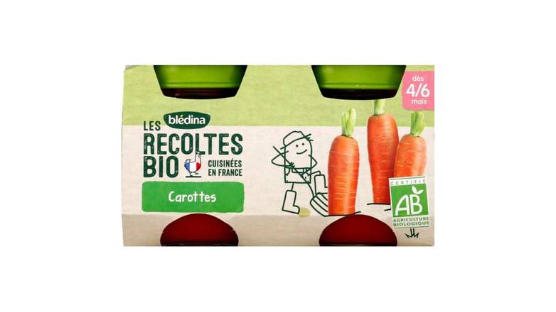 Blédina Petits pots carottes de Bretagne, dès 4/6 mois, bio Les 2 pots de 130g