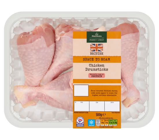 Morrisons Market Street Space To Roam Chicken Drumsticks (500g)