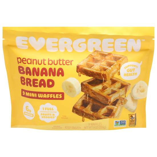 Evergreen Eat Clean Eat Evergreen Peanut Butter & Banana Waffles Mini ( 9ct)