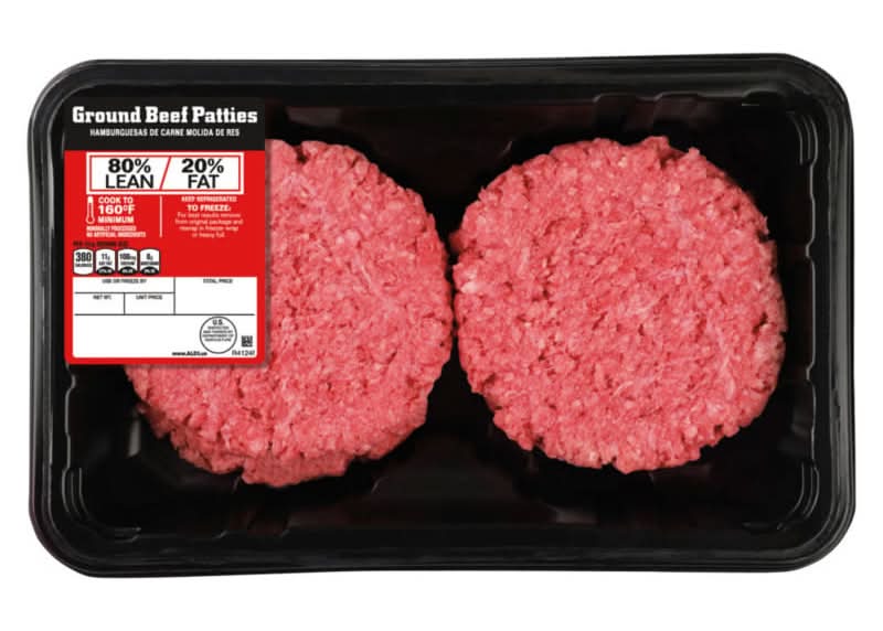 USDA 80% Lean 20% Fat Ground Beef Patties - 4 Count