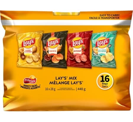 Lay's Potato Chips Variety pack, Assorted (16 x 28 g)