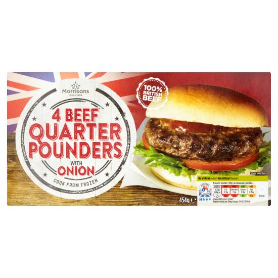 Morrisons Beef Quarter Pounders With Onion (454g)