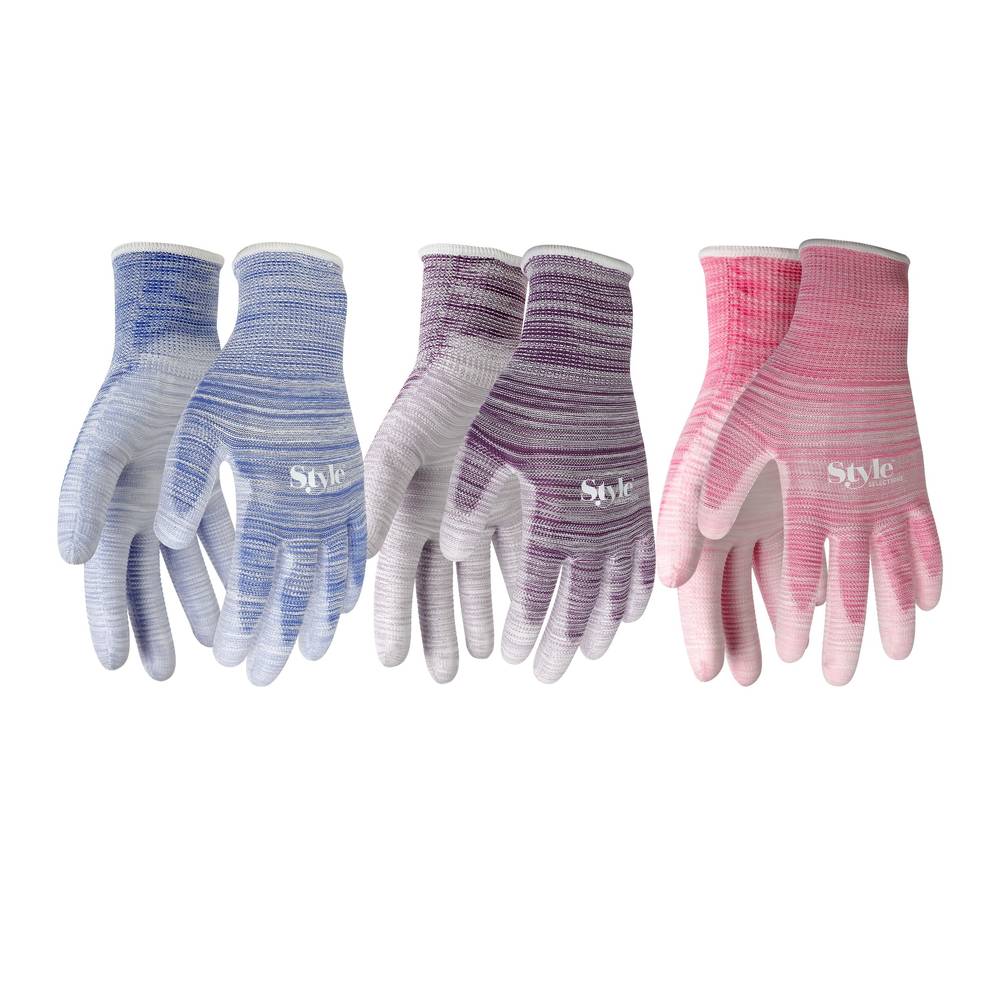 Style Selections Medium Polyurethane Dipped Polyester Gardening Gloves, (3-Pairs) | 68605