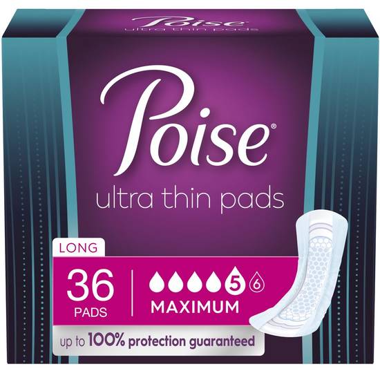 Poise Ultra Thin Incontinence Pads, Maximum Absorbency - Bladder Control Pads, 36 ct