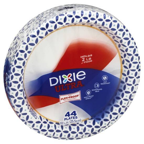 Dixie Ultra Disposable Flex-Proof Paper Plates, 25.5 cm, White (44 ct)
