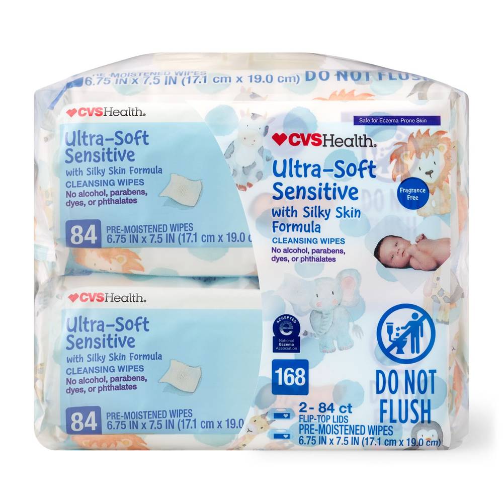 Cvs Health Ultra-Soft Sensitive Cleansing Wipes, 84 Ct, 2 Pk