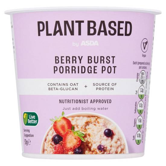 Asda Plant Based Berry Burst Porridge Pot 57g