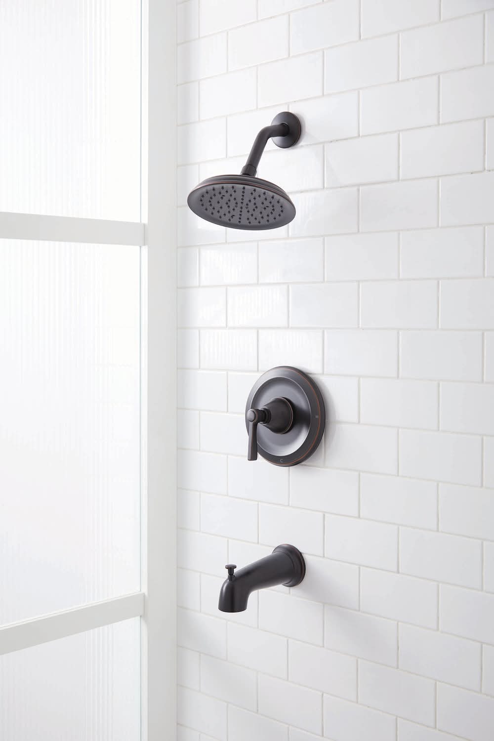 allen + roth Townley Oil rubbed bronze 1-handle 6.0-in Round Bathtub and shower Faucet with Valve (Single Function)