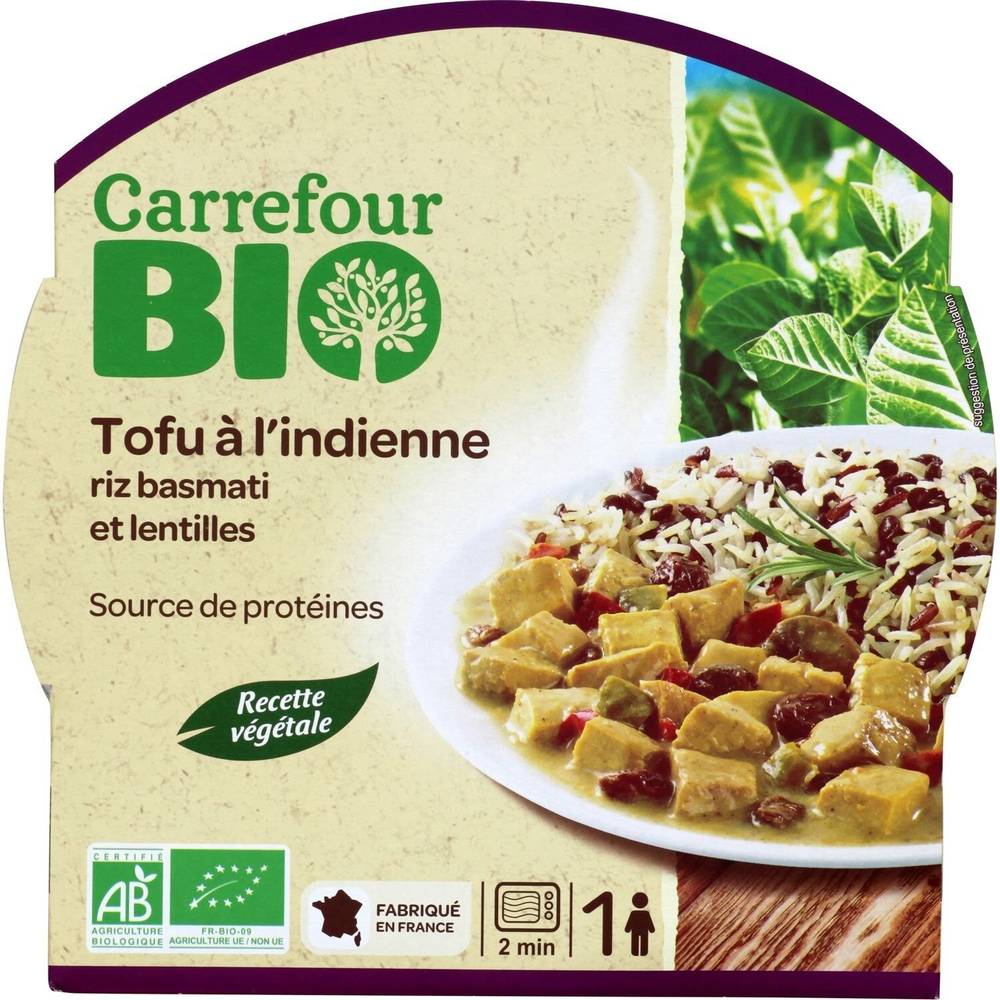 Carrefour Bio - Plat cuisiné tofu à l'indienne