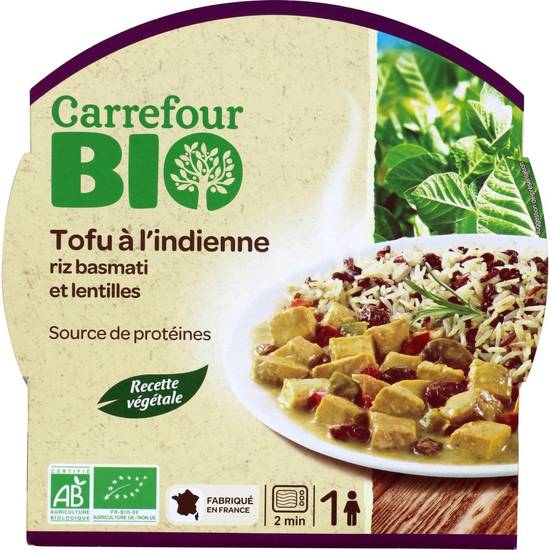 Carrefour Bio - Plat cuisiné tofu à l'indienne