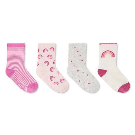 George Baby Girls' Crew Socks With Grippers (size: 0-3 months)