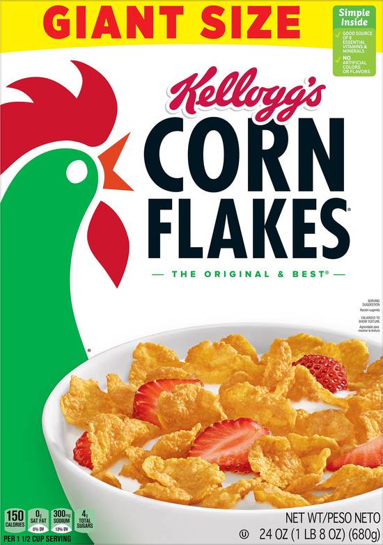 Kellogg's Corn Flakes Original Breakfast Cereal, 24 oz