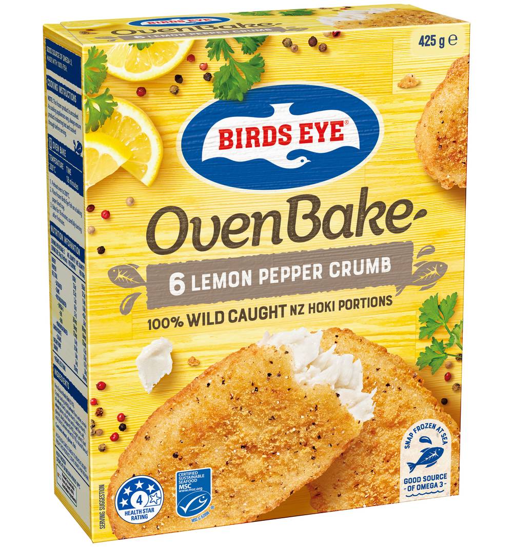 Birds Eye Oven Bake Fish Fillets Crumb, Lemon-Pepper (425g, 6 pack)