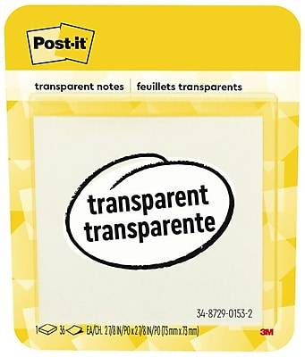 Post-It Transparent Notes, 2.8 In. X 2 .8 In., 1 Pad/Pack