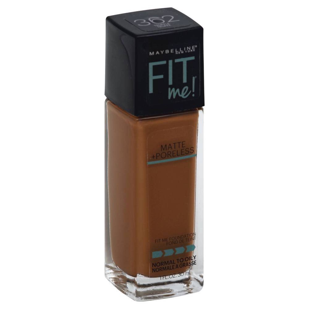 Maybelline Fit Me Truffle 362 Matte + Poreless Foundation, Truffle (1 fl oz)