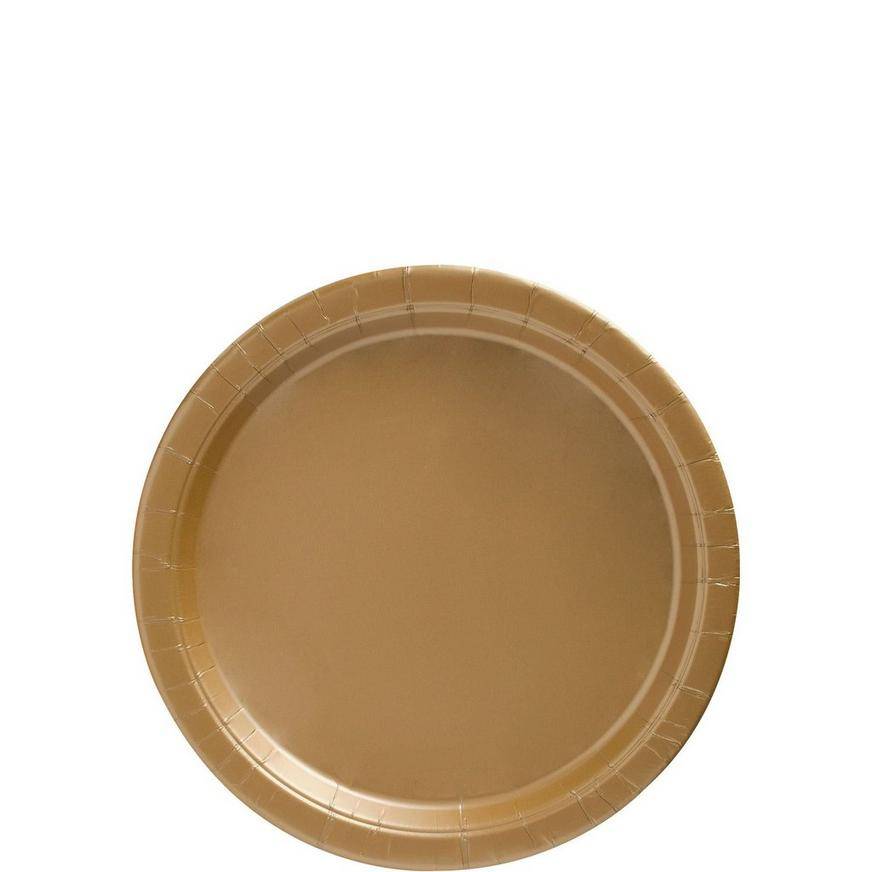 Party City Dessert Paper Plates, 6.75in, Gold (20 ct)