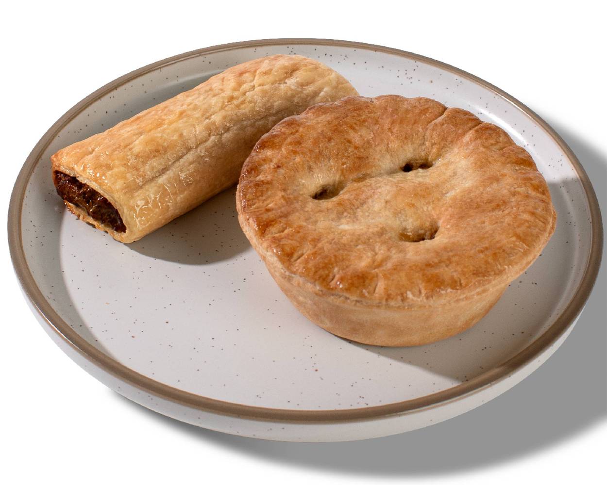 Pie and sausage roll combo