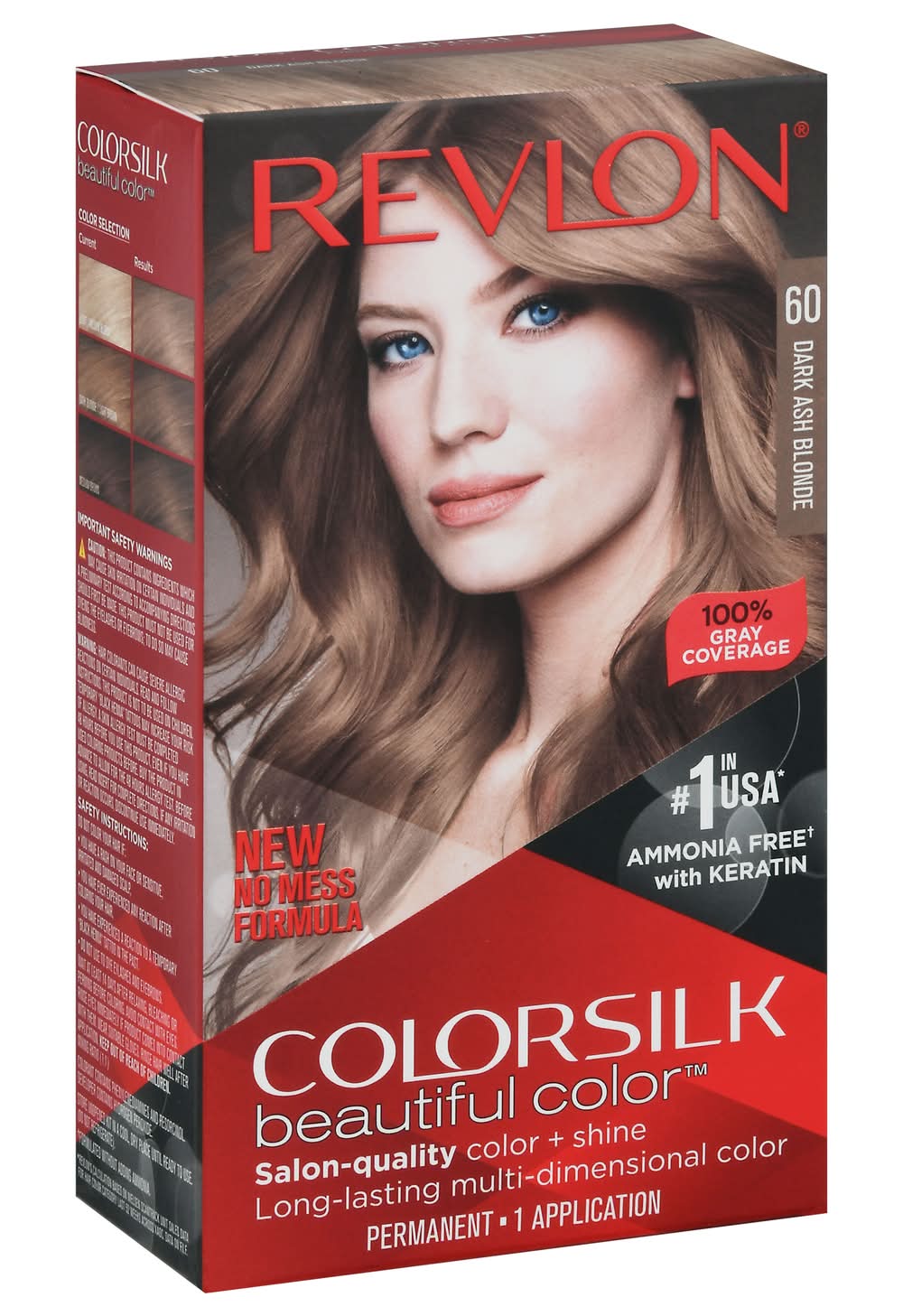 Revlon Colorsilk Beautiful Permanent Hair Color, 60 Dark Ash Blonde (8 oz, 4 ct)