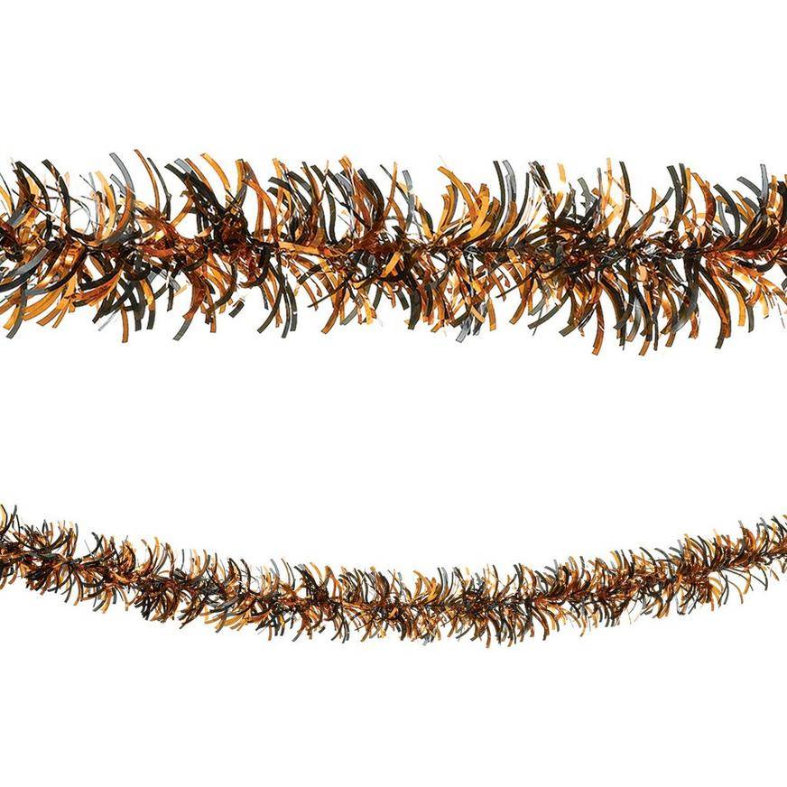 Black Orange Tinsel Garland, 9ft