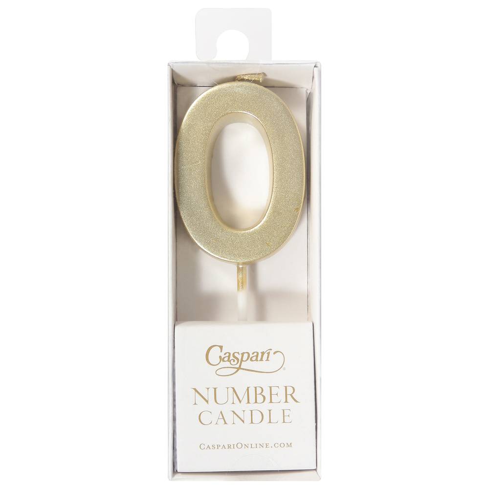 Caspari Gold 0 Number Candle