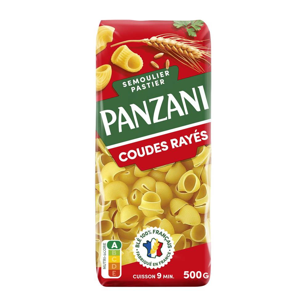Pâtes coudes rayés PANZANI - le paquet de 500g