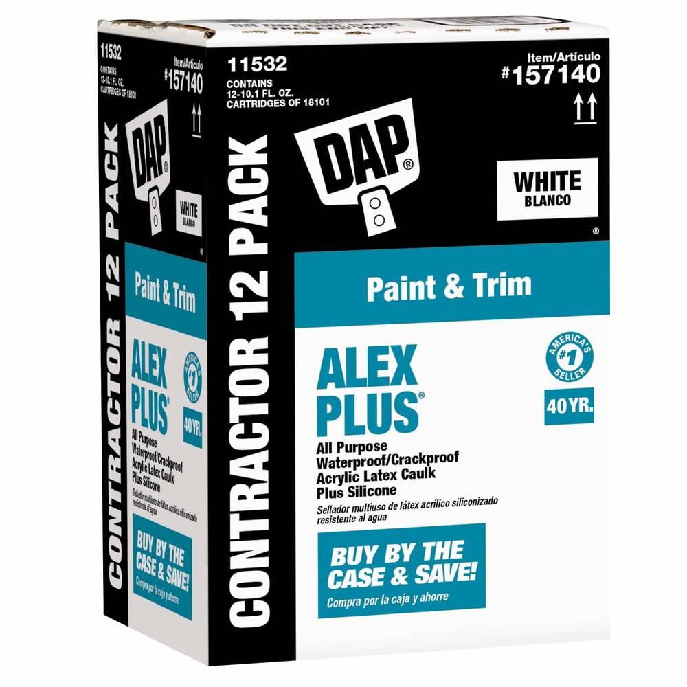 DAP ALEX Plus 12-Pack 10.1-oz Interior Paint and Trim White Paintable Latex Caulk | 11532