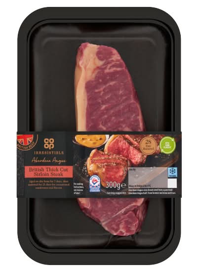 Co-op Irresistible Aberdeen Angus British Thick Cut Sirloin Steak (300g)