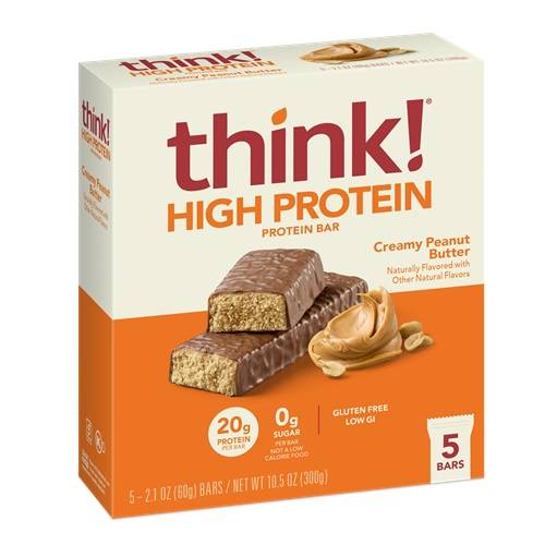 Think Creamy Peanut Butter High Protein Bars 5 Pack