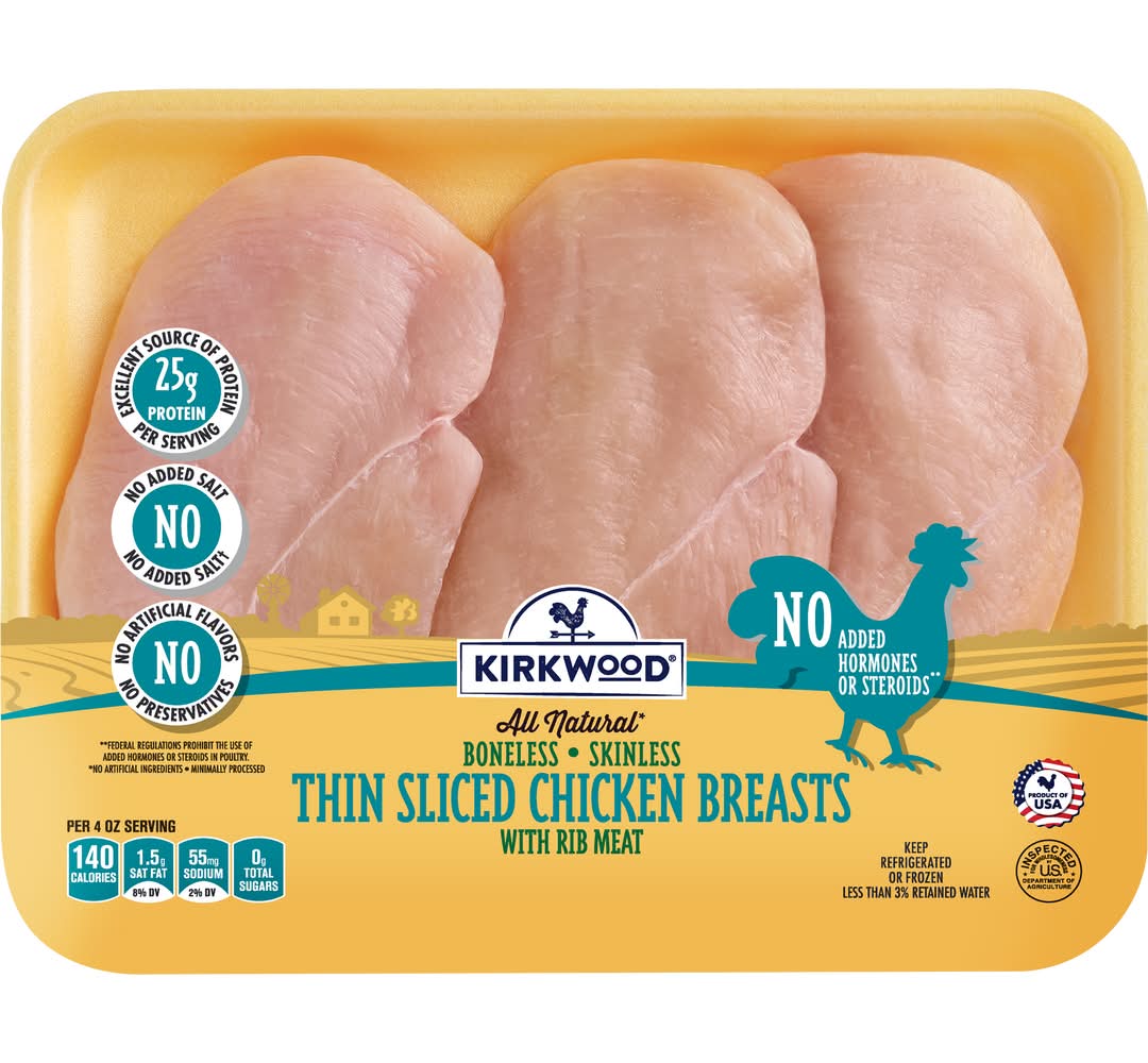 Aldi Krikwood Thin Sliced Chicken Breasts With Rib Meat